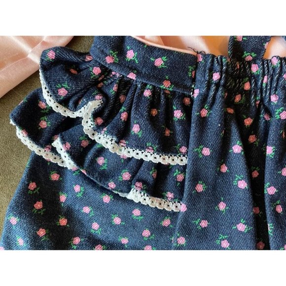 12M NWT Vintage Tiny Tots Original Denim Rose Print 2-Piece Dress & Long Sleeved - Picture 6 of 7
